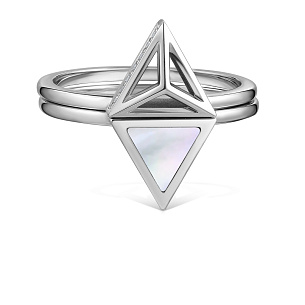 Кольцо из белого золота с перламутром и бриллиантами