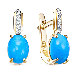 Серьги из желтого золота с бриллиантом