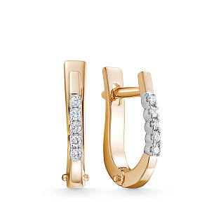 Серьги из красного золота с бриллиантом