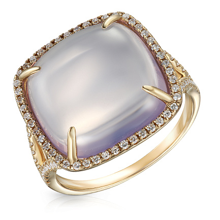 Кольцо из желтого золота с бриллиантами, аметистом