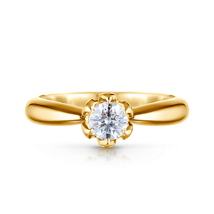 Кольцо помолвочное из жёлтого золота с бриллиантом