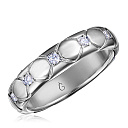 Кольцо обручальное из белого золота с бриллиантами