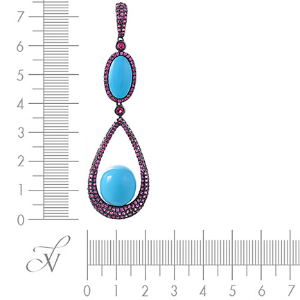 Подвеска из серебра с бирюзой, рубином