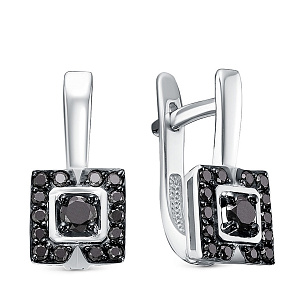 Серьги из белого золота с бриллиантом