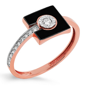 Кольцо из красного золота с бриллиантом