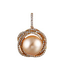 Подвеска из желтого золота с бриллиантами, жемчугом