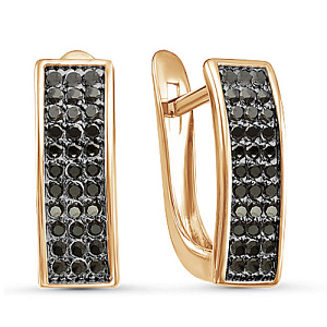 Серьги с английским замком из красного золота с фианитами