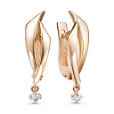 Серьги с английским замком из красного золота с бриллиантами