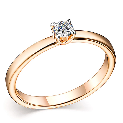 Кольцо из красного золота с бриллиантом