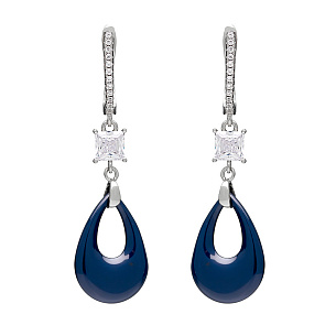 Серьги с английским замком из серебра с керамикой и цирконием