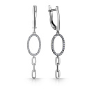 Серьги с английским замком из белого золота с фианитом