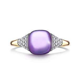 Кольцо из желтого золота с аметистом