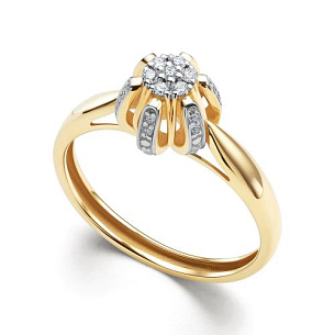 Кольцо из желтого золота с бриллиантом