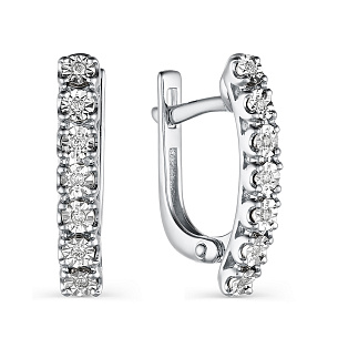 Серьги с английским замком из белого золота с бриллиантами