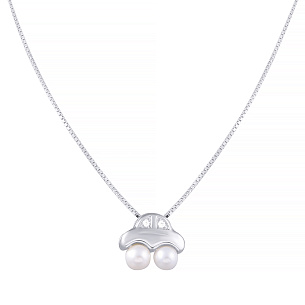 Подвеска из серебра с жемчугом, фианитом