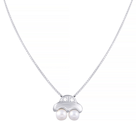 Подвеска из серебра с жемчугом, фианитом