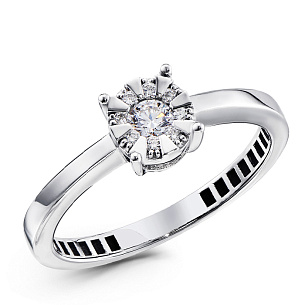 Кольцо из белого золота с бриллиантом