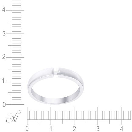 Кольцо обручальное из белого золота с бриллиантом