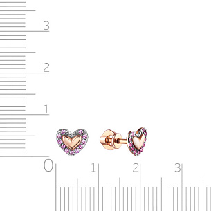 Пусеты из серебра с корундом и золочением