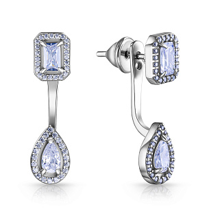 Пусеты из серебра с фианитами