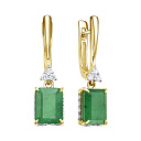 Серьги с английским замком из желтого золота с бриллиантами