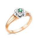 Кольцо из красного золота с бриллиантами, изумрудом