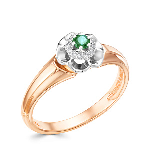 Кольцо из красного золота с бриллиантом