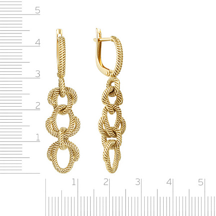 Серьги с английским замком из желтого золота