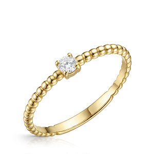 Кольцо из желтого золота с фианитом