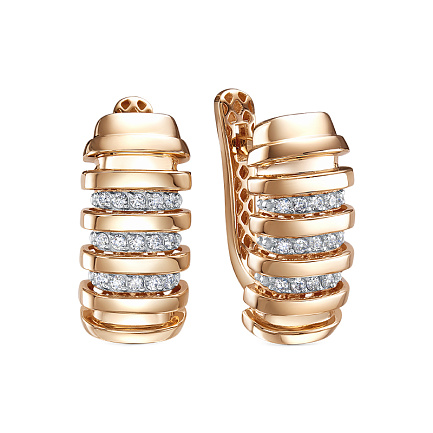 Серьги из красного золота с бриллиантами