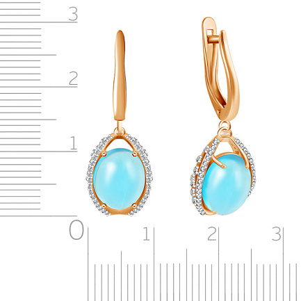 Серьги из красного золота с фианитом