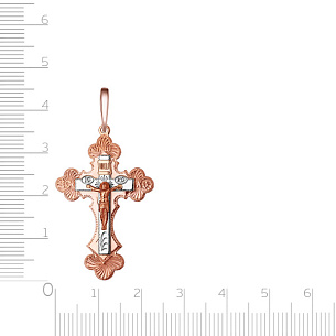 Крест ручной работы из комбинированного золота