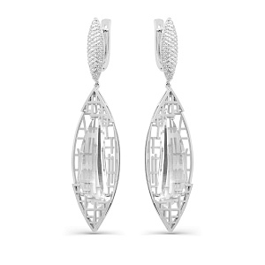 Серьги с английским замком из белого золота с бриллиантами