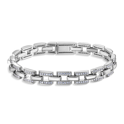 Браслет декоративный из серебра с фианитом