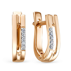 Серьги из красного золота с бриллиантом