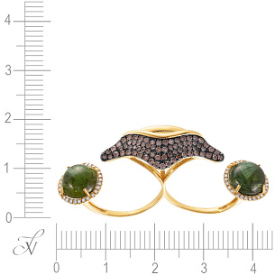 Кольцо из желтого золота с бриллиантами, турмалинами