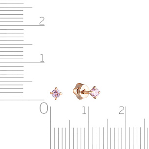 Пусеты детские из красного золота с фианитом