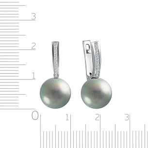 Серьги из белого золота с бриллиантами, жемчугом