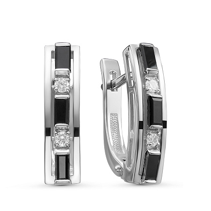 Серьги с английским замком из белого золота с бриллиантами