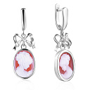 Серьги с английским замком из серебра с агатом