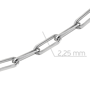 Цепь автомат из серебра, плетение якорная с удлиненным звеном