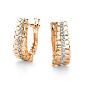 Серьги с английским замком из красного золота с бриллиантами