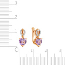 Серьги с английским замком из красного золота с аметистом