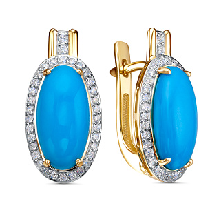 Серьги из желтого золота с бриллиантом