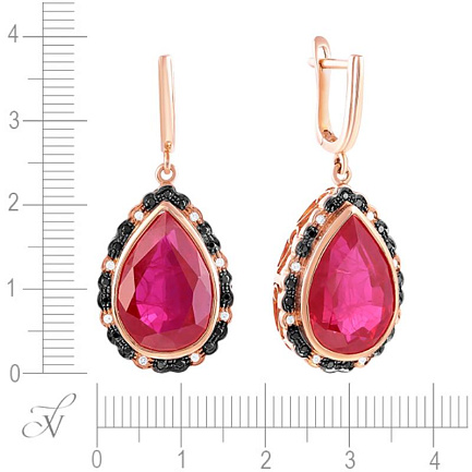 Серьги с английским замком из красного золота с бриллиантами