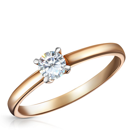 Кольцо из красного золота с фианитом