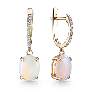 Серьги с английским замком из желтого золота с бриллиантом