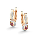 Серьги с английским замком из красного золота с бриллиантами