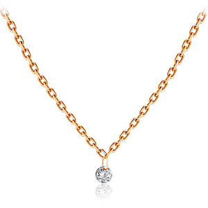 Колье из красного золота с бриллиантом, плетение якорное