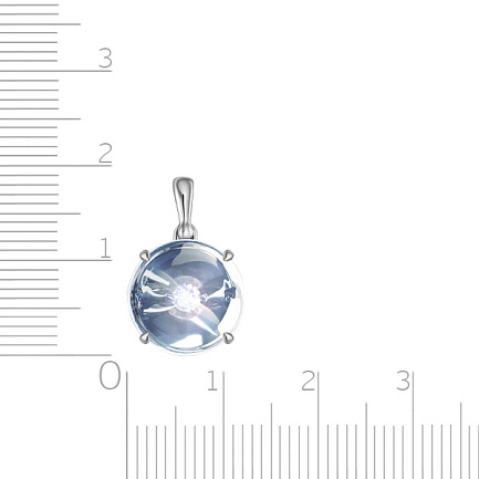 Подвеска из белого золота с бриллиантом, топазом